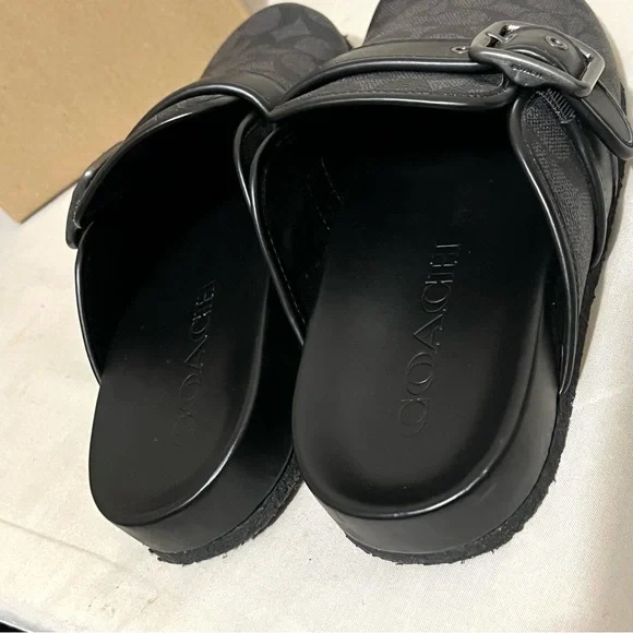 Coach Men Black Benjamin Clog In Signature Canvas Size 9 Shoes - Picture 6 of 9